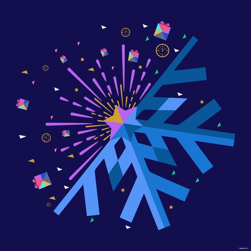 Geometric Snowflake Vector in Illustrator, EPS, SVG, JPG, PNG