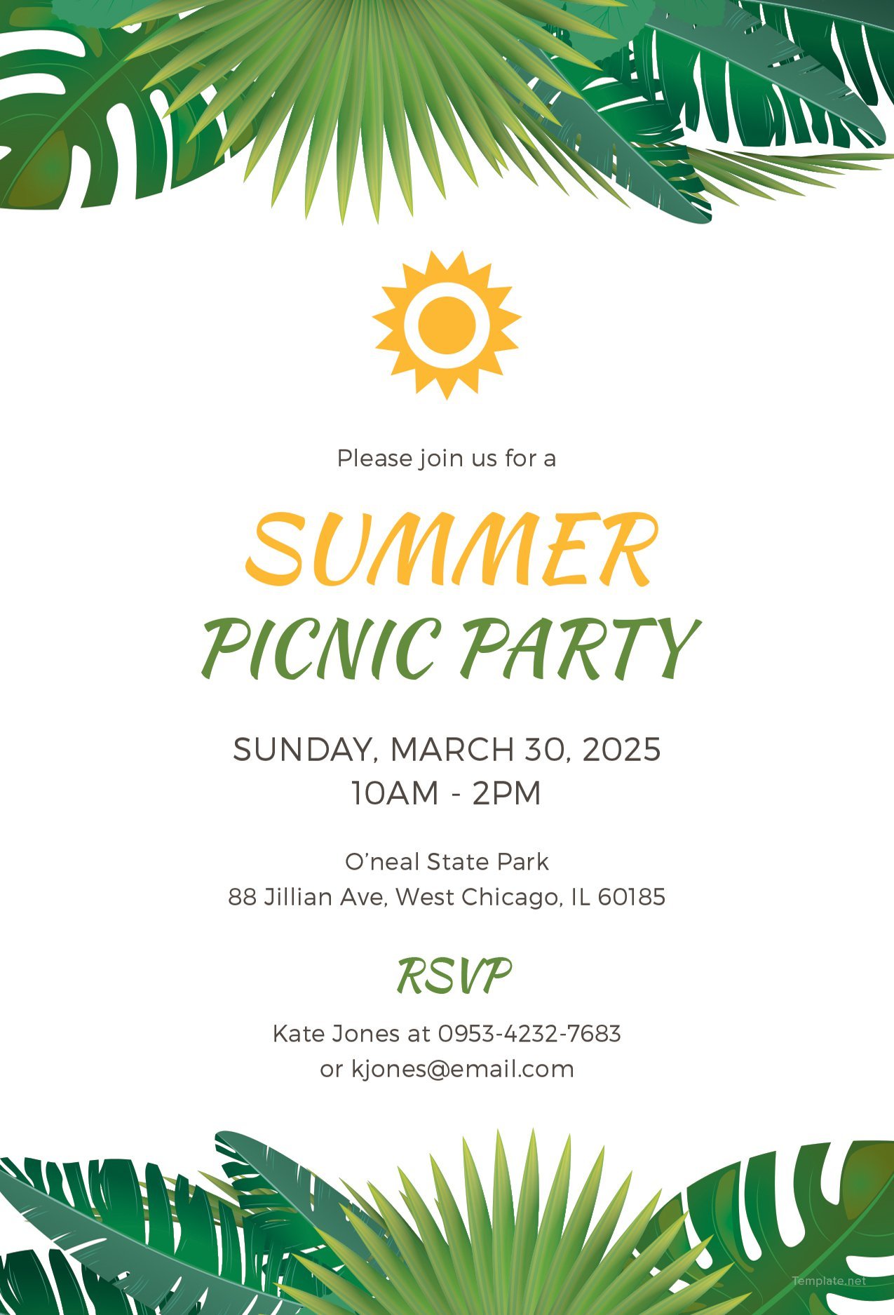 Free Summer Picnic Party Invitation Template in Microsoft Word
