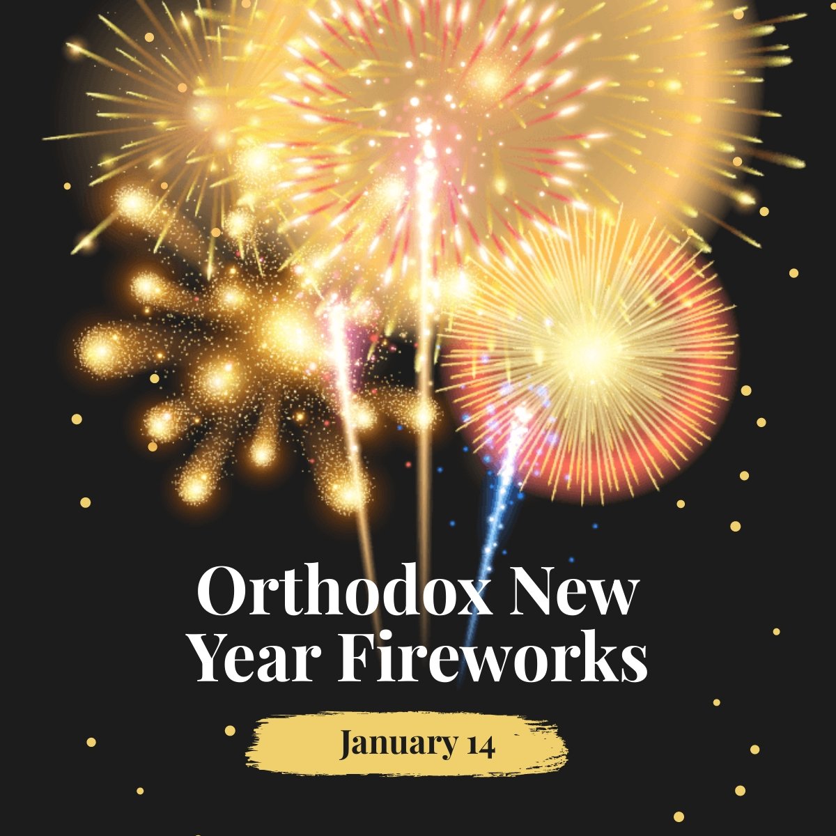 Free Orthodox New Year Fireworks Linkedin Post Template