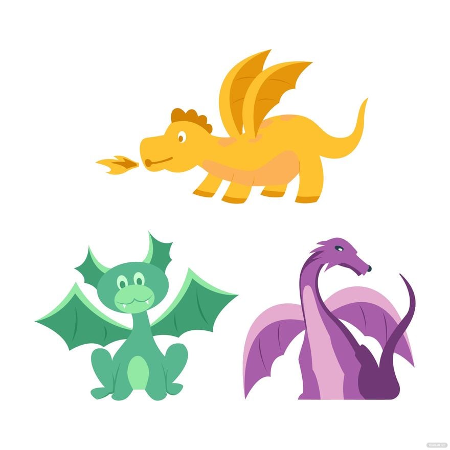 Cartoon Dragon Vector in Illustrator, EPS, SVG, JPG, PNG