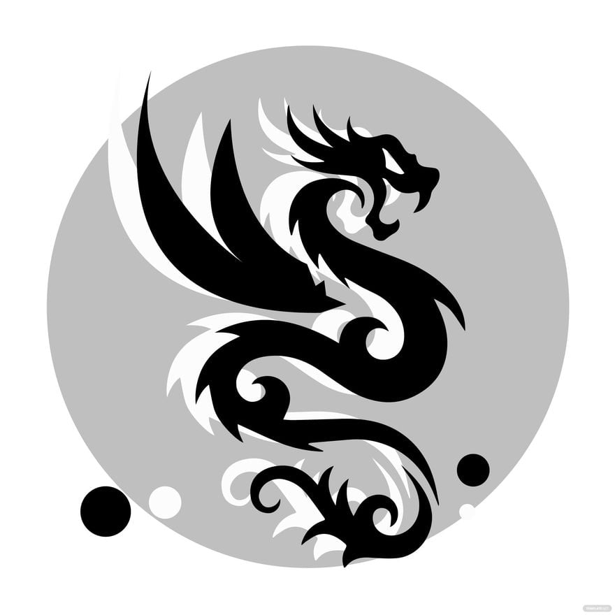 Black And White Dragon Vector in Illustrator, EPS, SVG, JPG, PNG