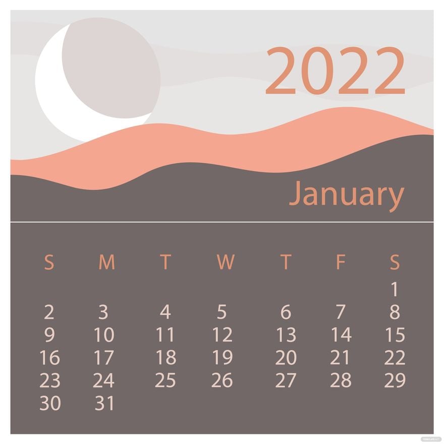Free January 2022 Wall Calendar Vector
