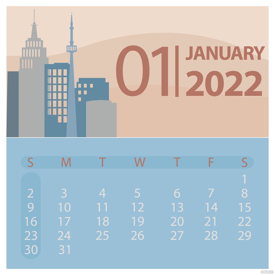 January 2022 Business Calendar Vector