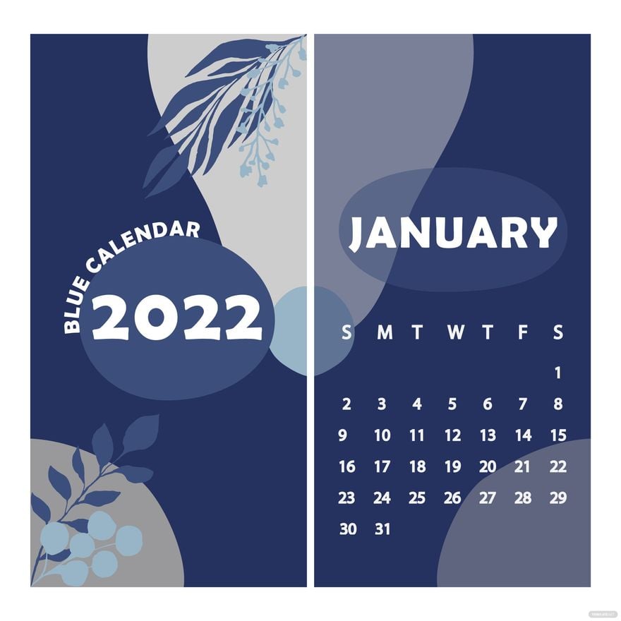 Free Blue January 2022 Calendar Vector