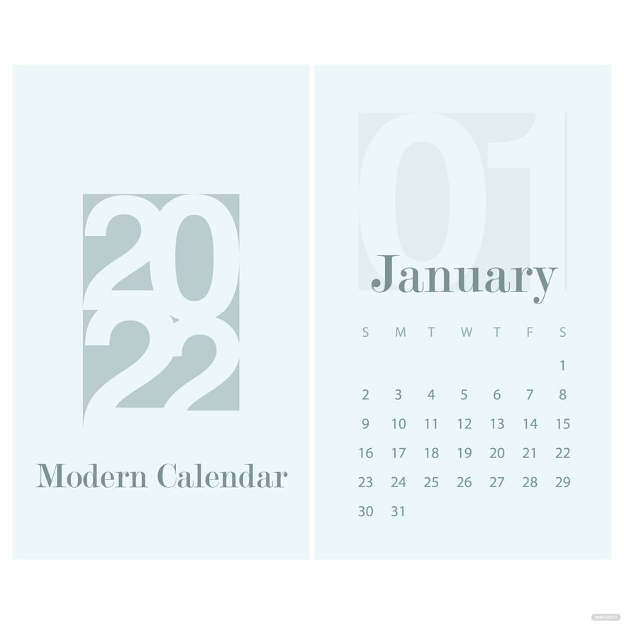 Free Modern January 2022 Calendar Vector
