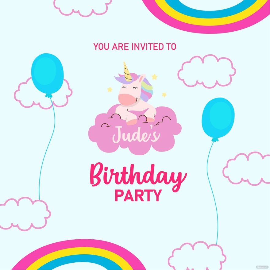Free Unicorn Birthday Invitation Vector