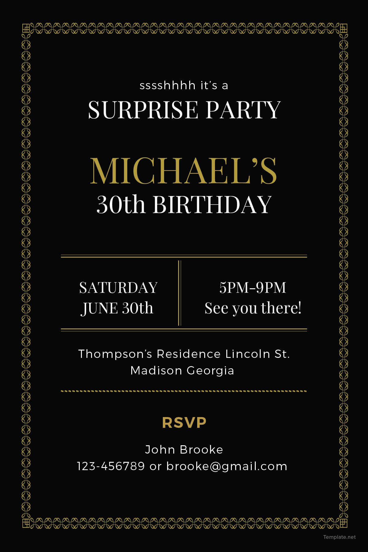 Free Surprise Party Invitation Template In Adobe Illustrator Template