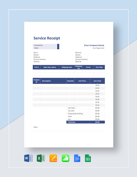 255 receipt templates free downloads template net