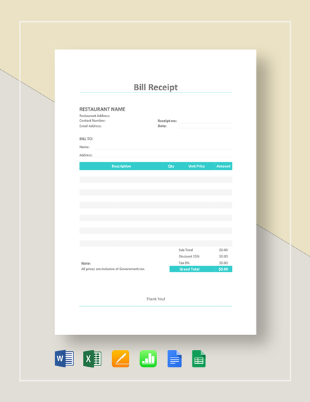 7 free hotel receipt templates edit download templatenet