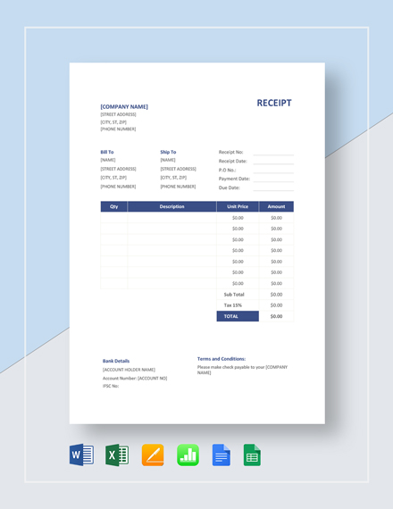 114 receipt google sheets templates free downloads template net