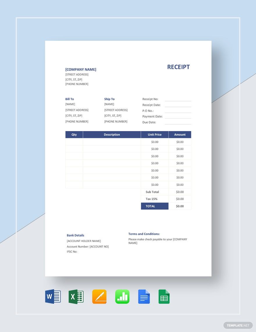 receipts in excel templates designs docs free downloads template net