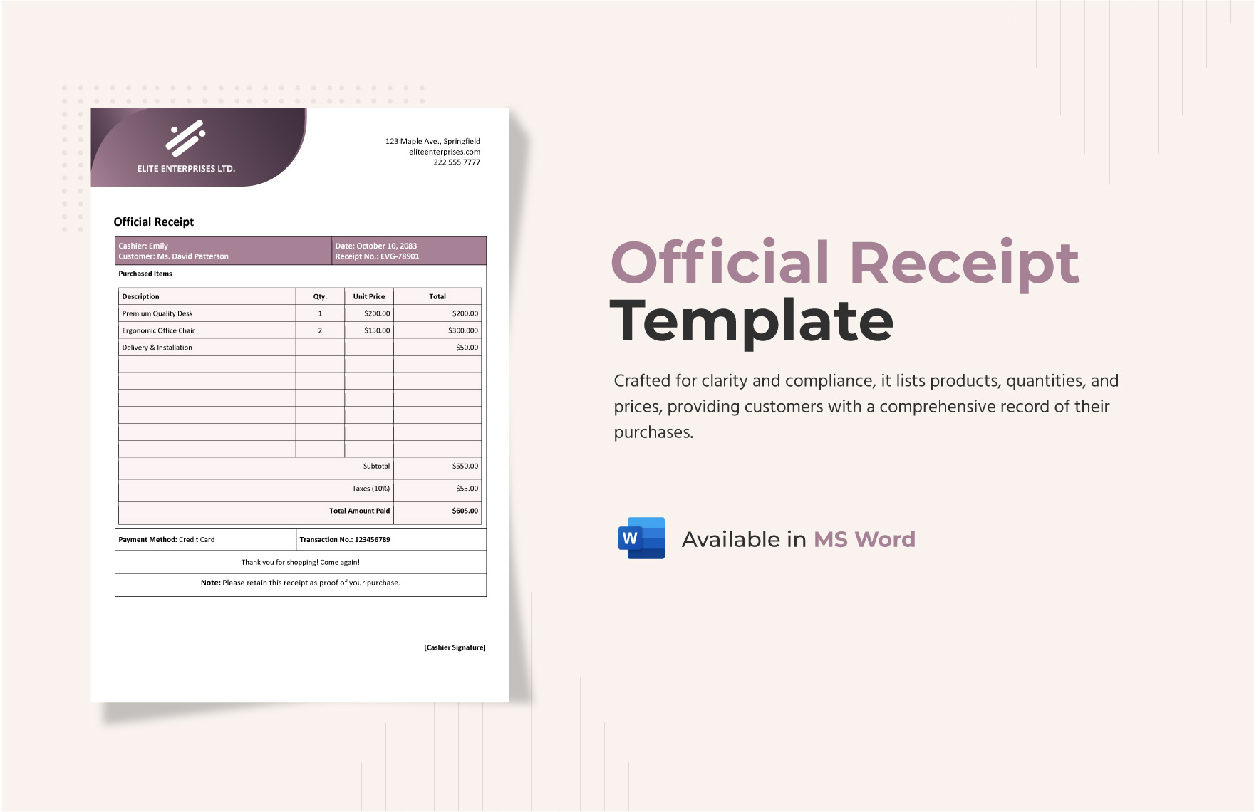 Official Receipt Template Download in Word, Google Docs, Excel, PDF