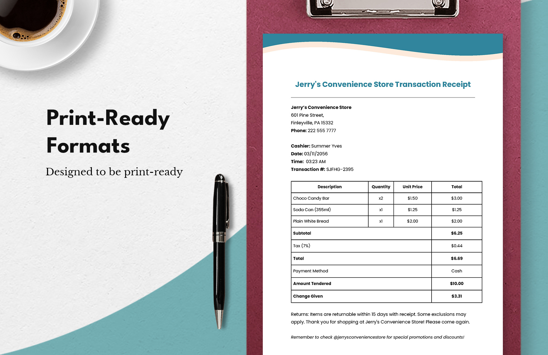 Free Blank Receipt Template - Download in Word, Google Docs, Excel, PDF ...