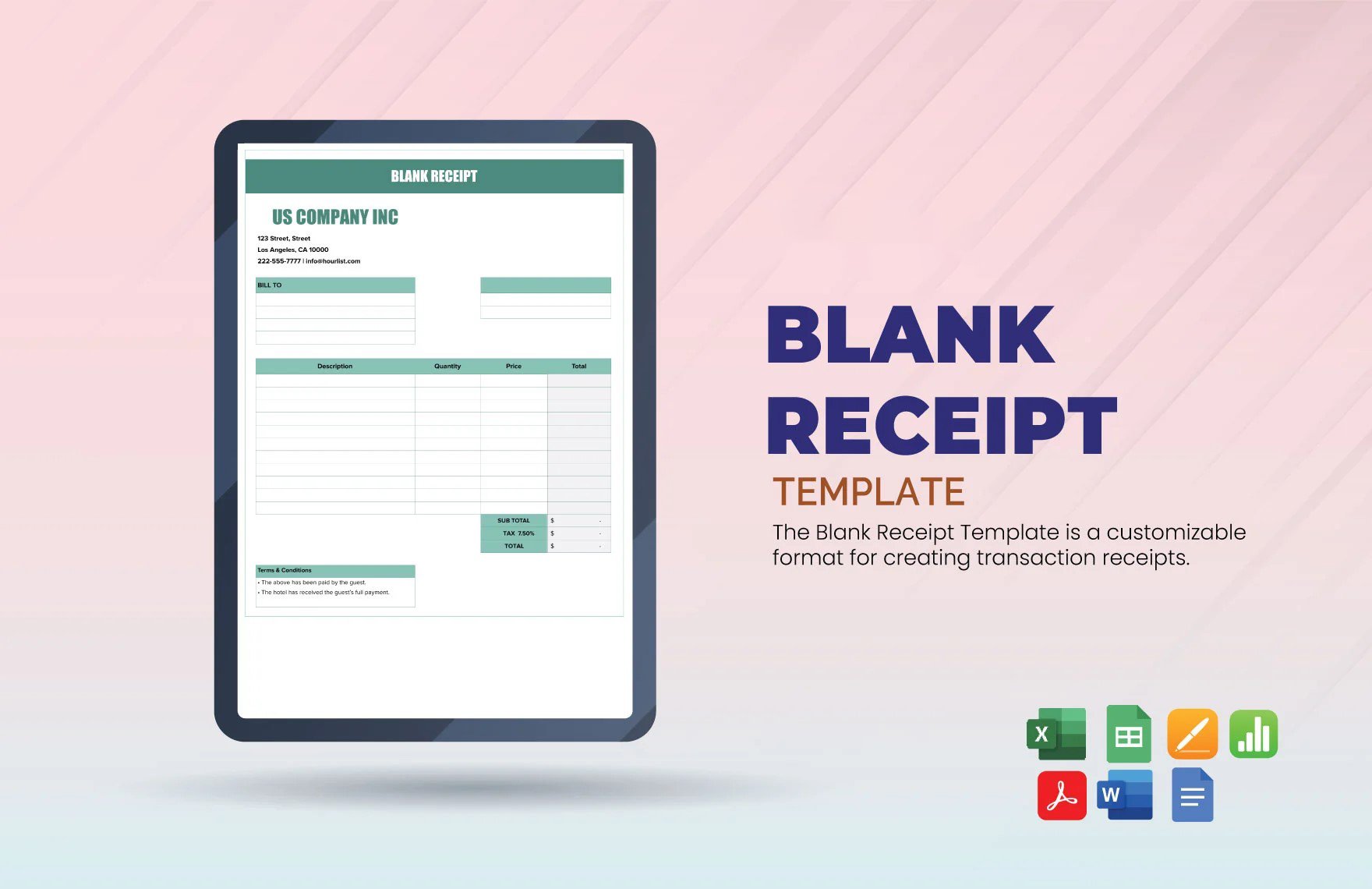 Free Blank Receipt Template in Word, Google Docs, Excel, PDF, Google Sheets, Apple Pages, Apple Numbers