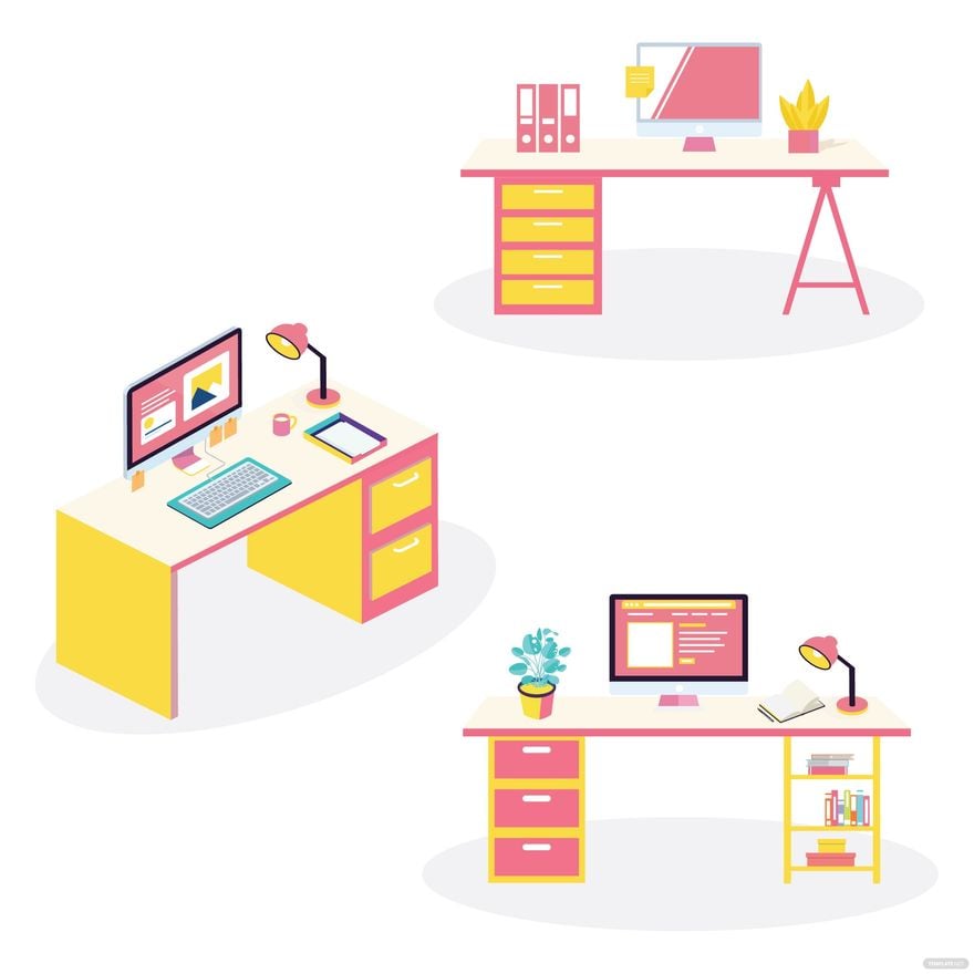 Free Office Desk Vector in Illustrator, EPS, SVG, JPG, PNG