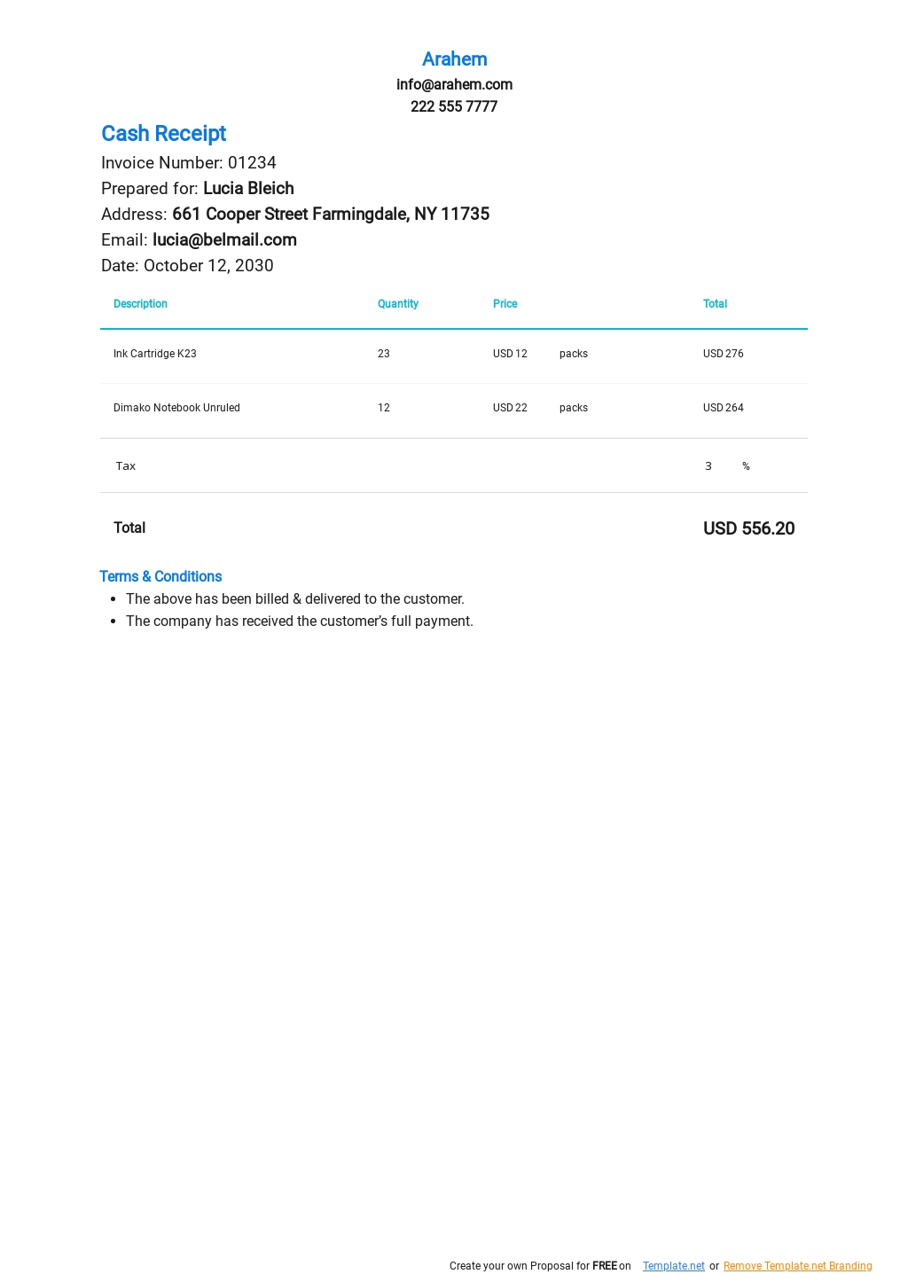 10+ Cash Receipt Templates - Free Downloads | Template.net