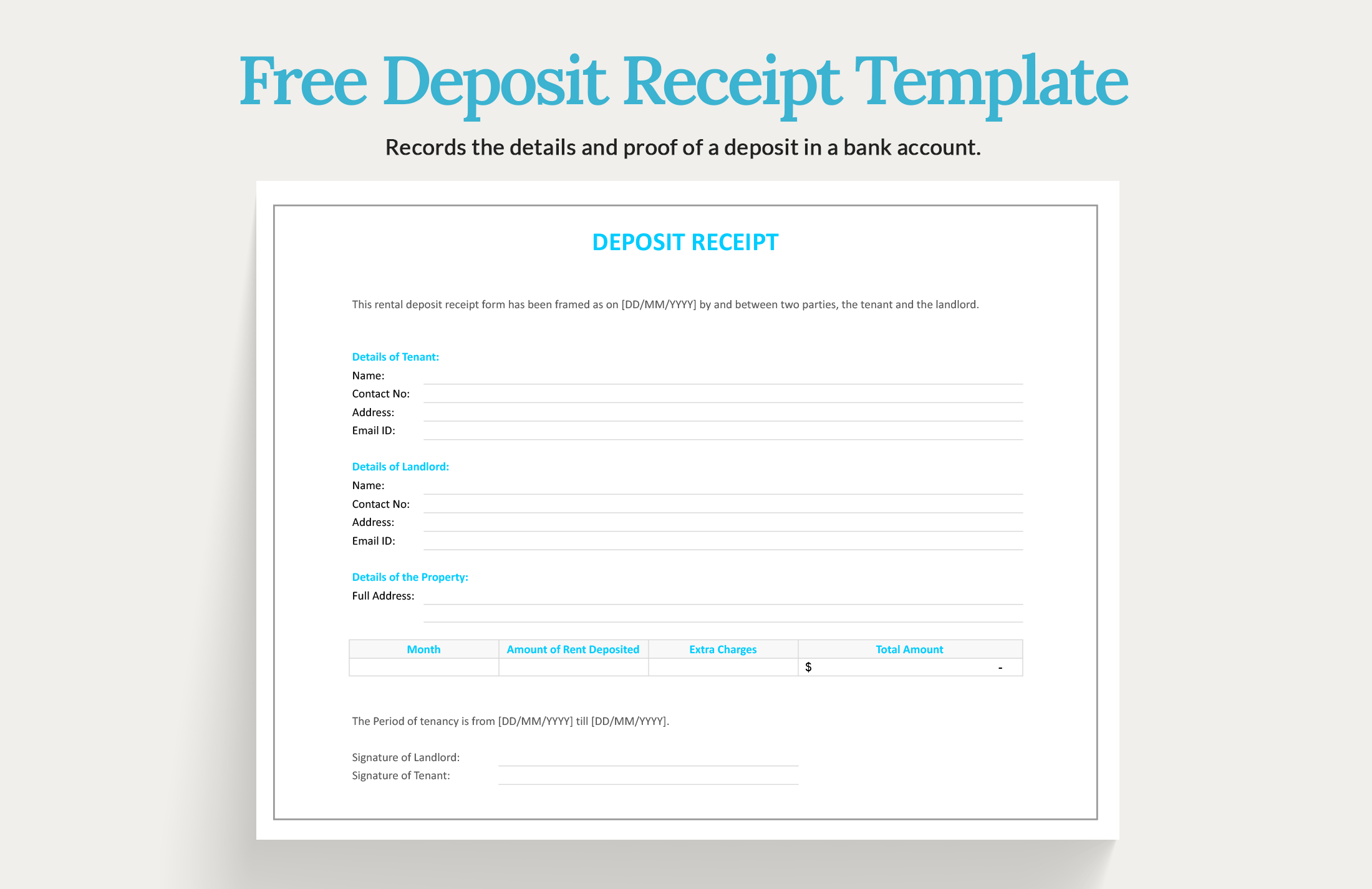 Free Deposit Receipt Template Google Docs, Google Sheets, Excel, Word