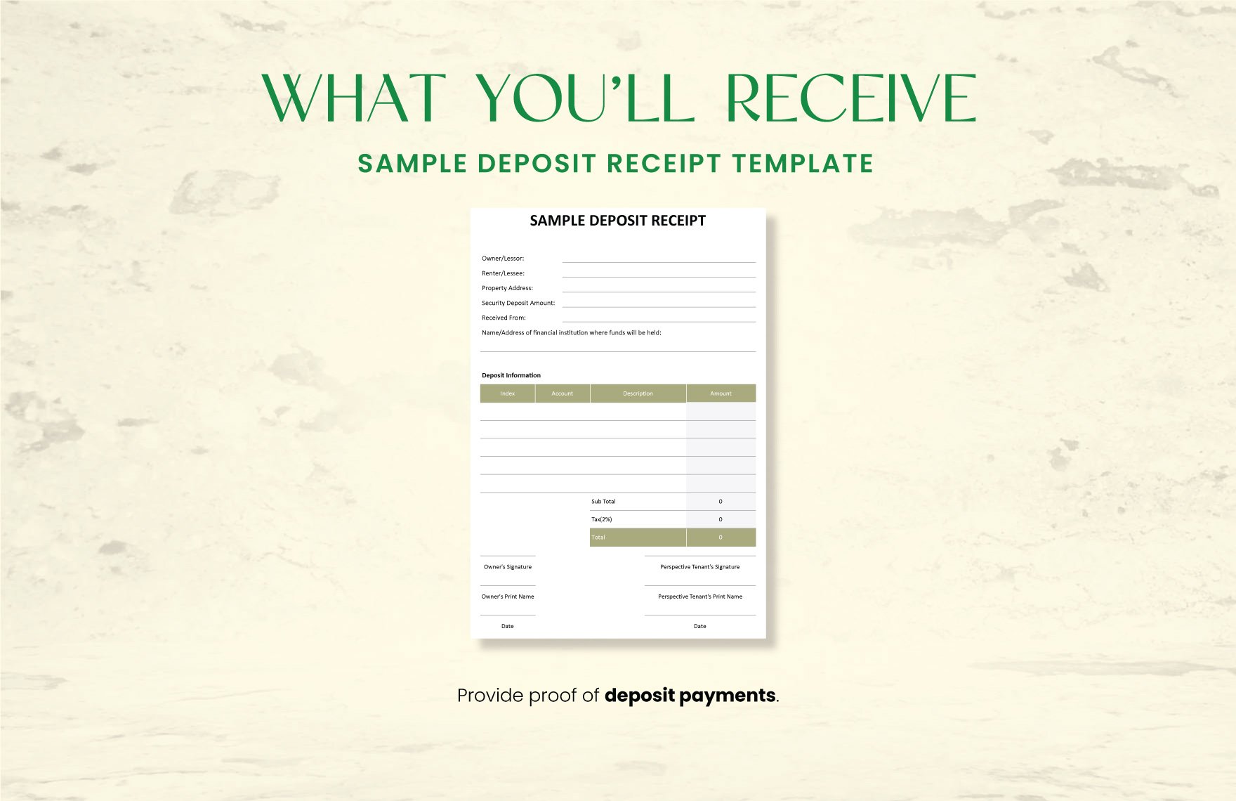 Sample Deposit Receipt Template