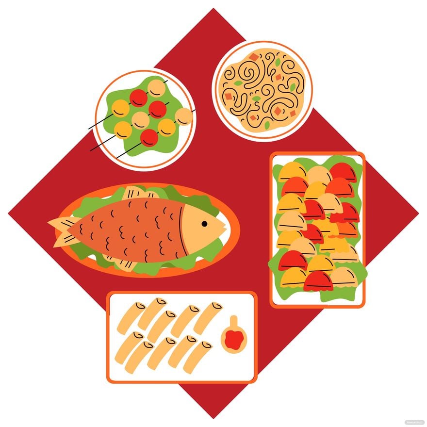 Chinese New Year Food Vector in Illustrator, EPS, SVG, JPG, PNG
