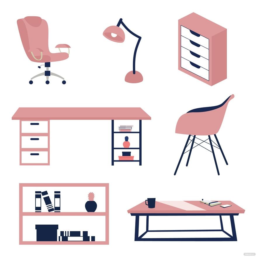 Office Furniture Vector in Illustrator, EPS, SVG, JPG, PNG