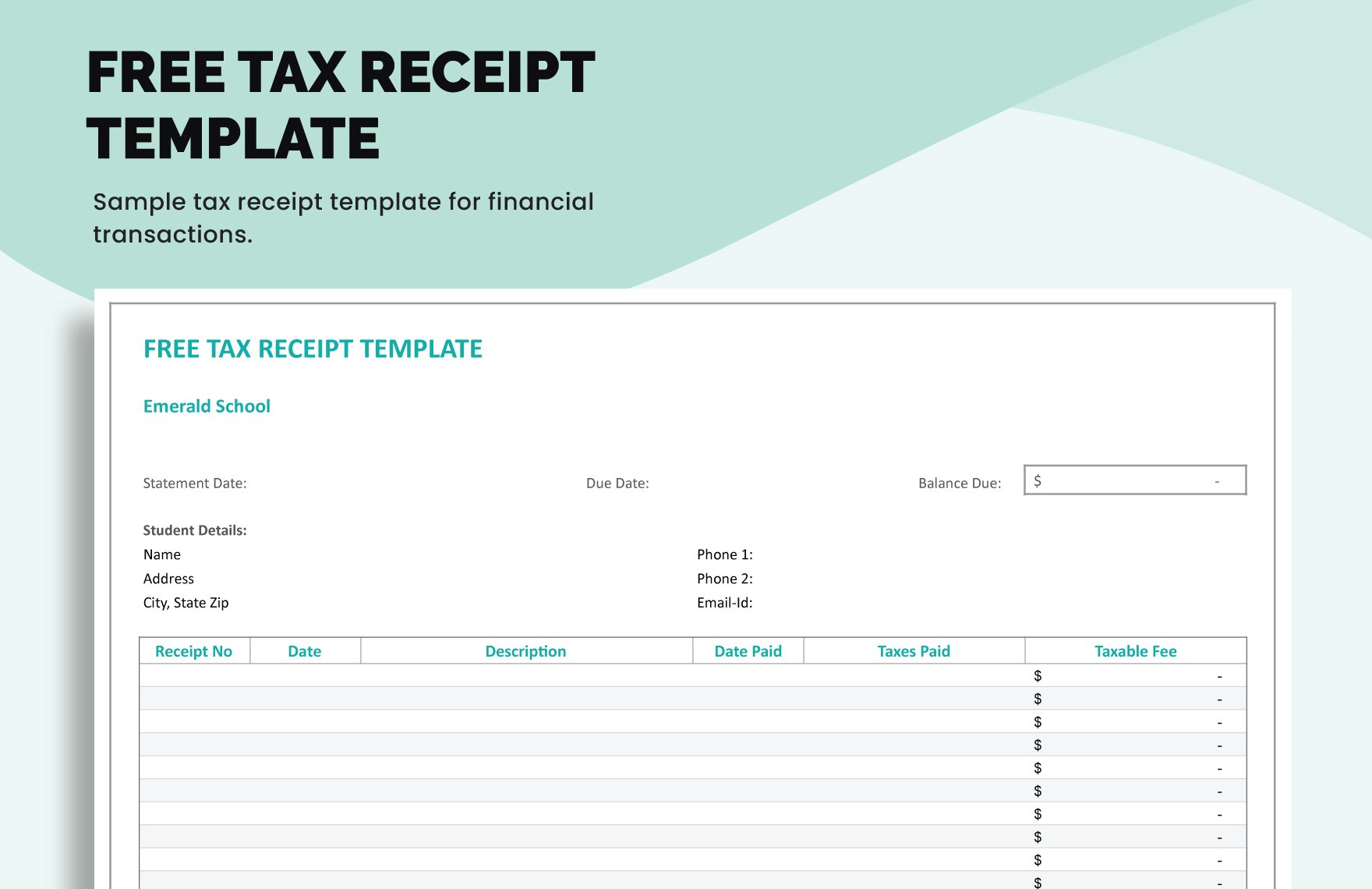 Tax Receipt Template in Word, Google Docs, Excel, Google Sheets, Apple Pages, Apple Numbers