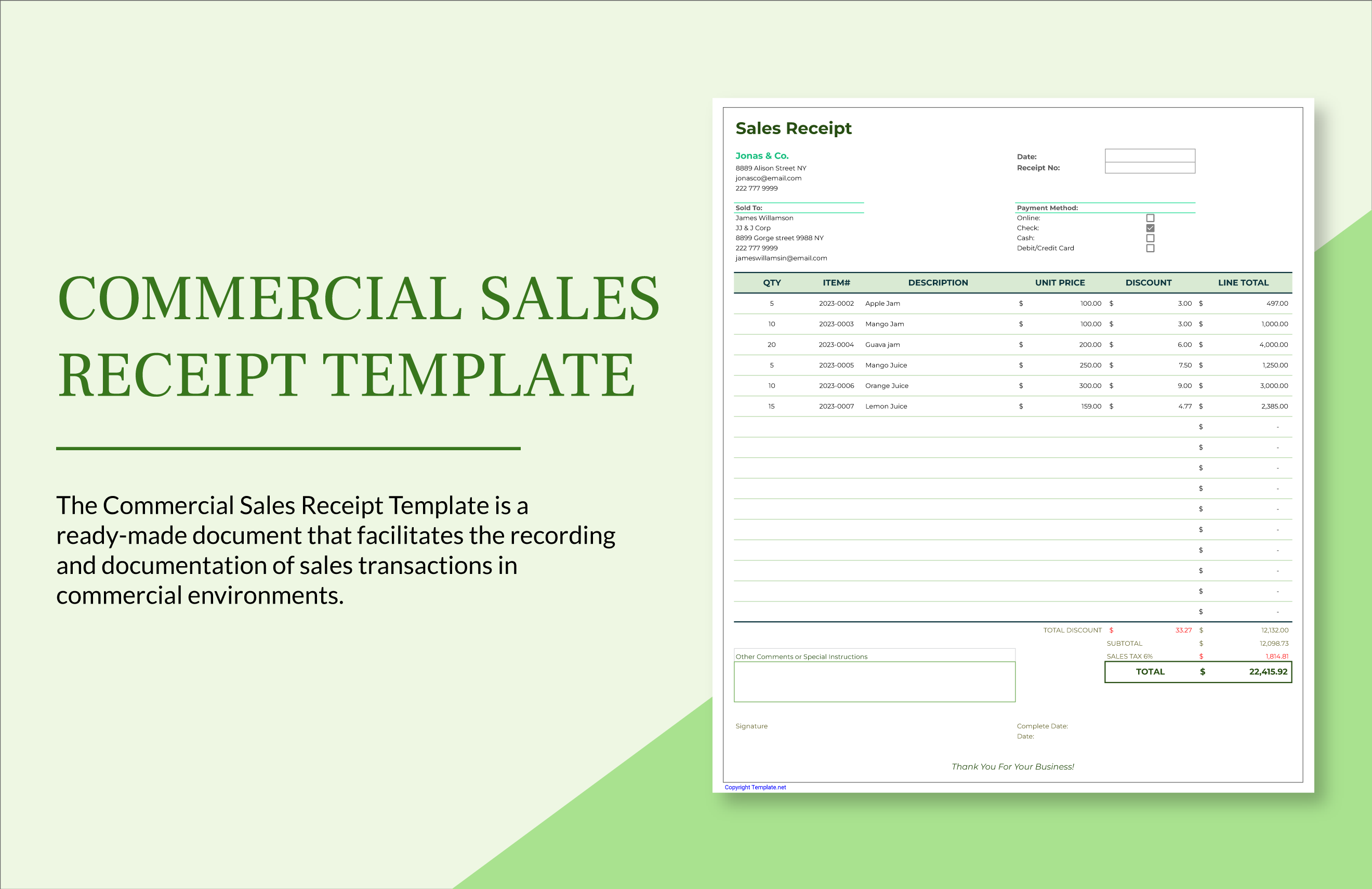 Sales Receipt Templates Documents, Design, Free, Download
