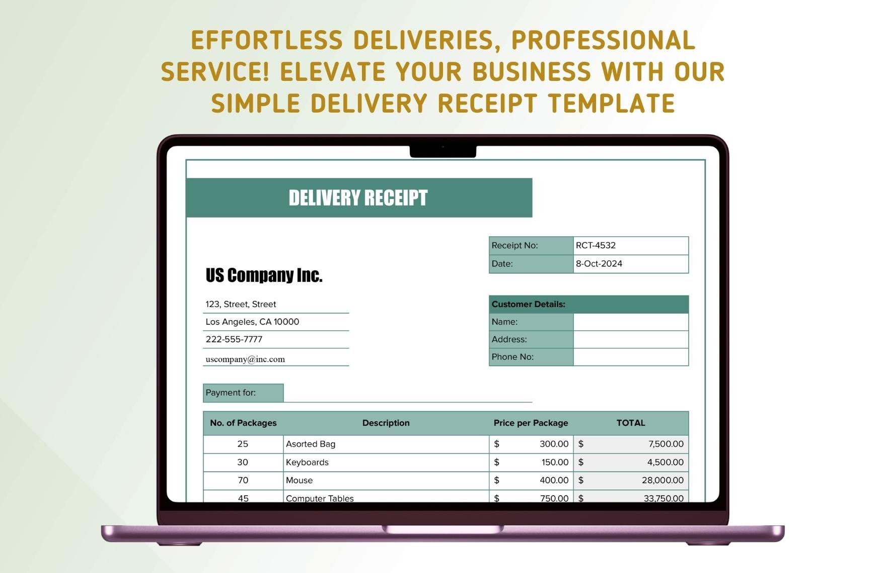Simple Delivery Receipt Template