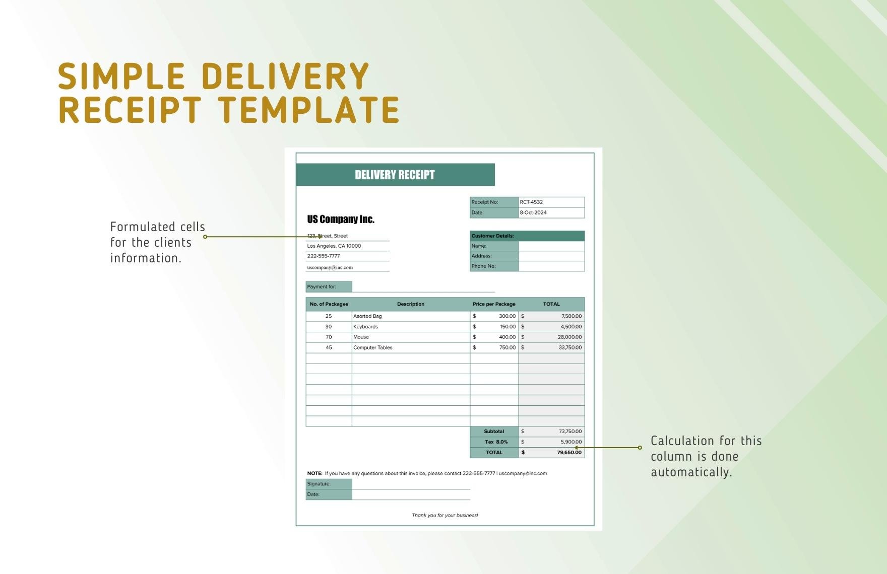 Simple Delivery Receipt Template