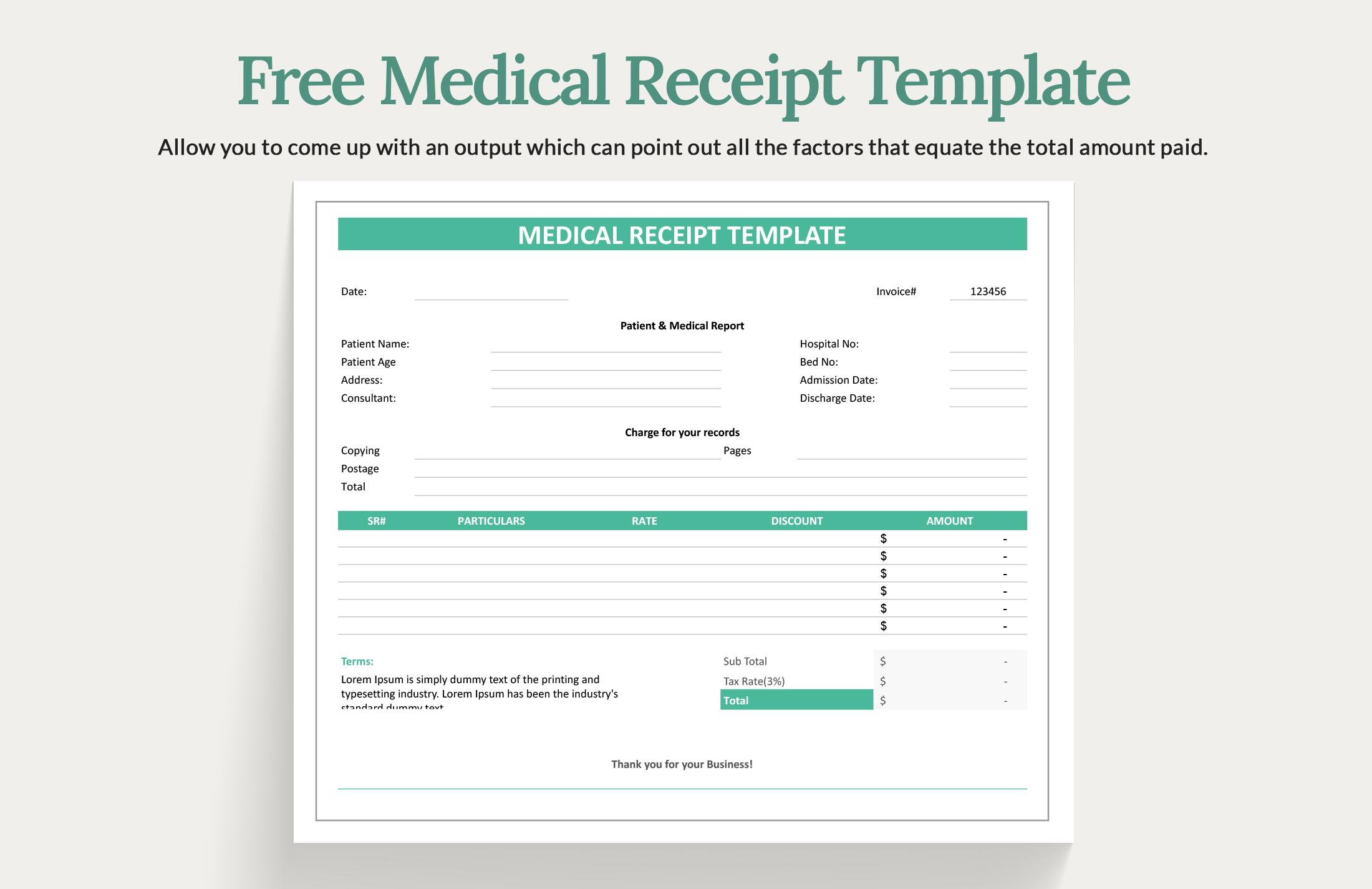 Free Medical Receipt Template