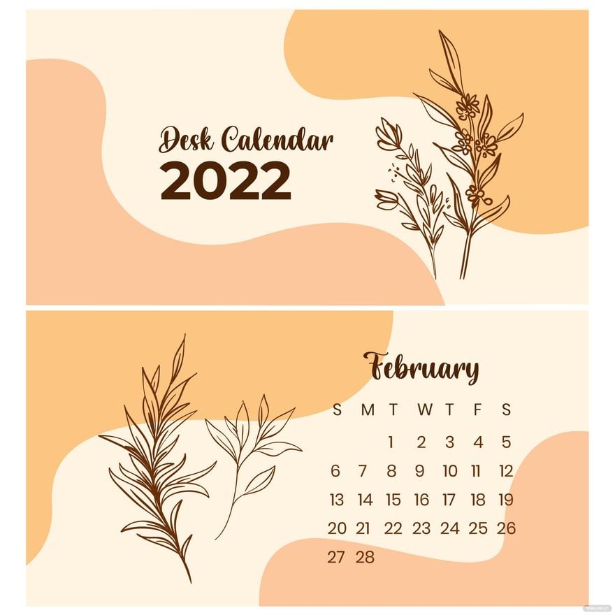 February 2022 Desk Calendar Vector