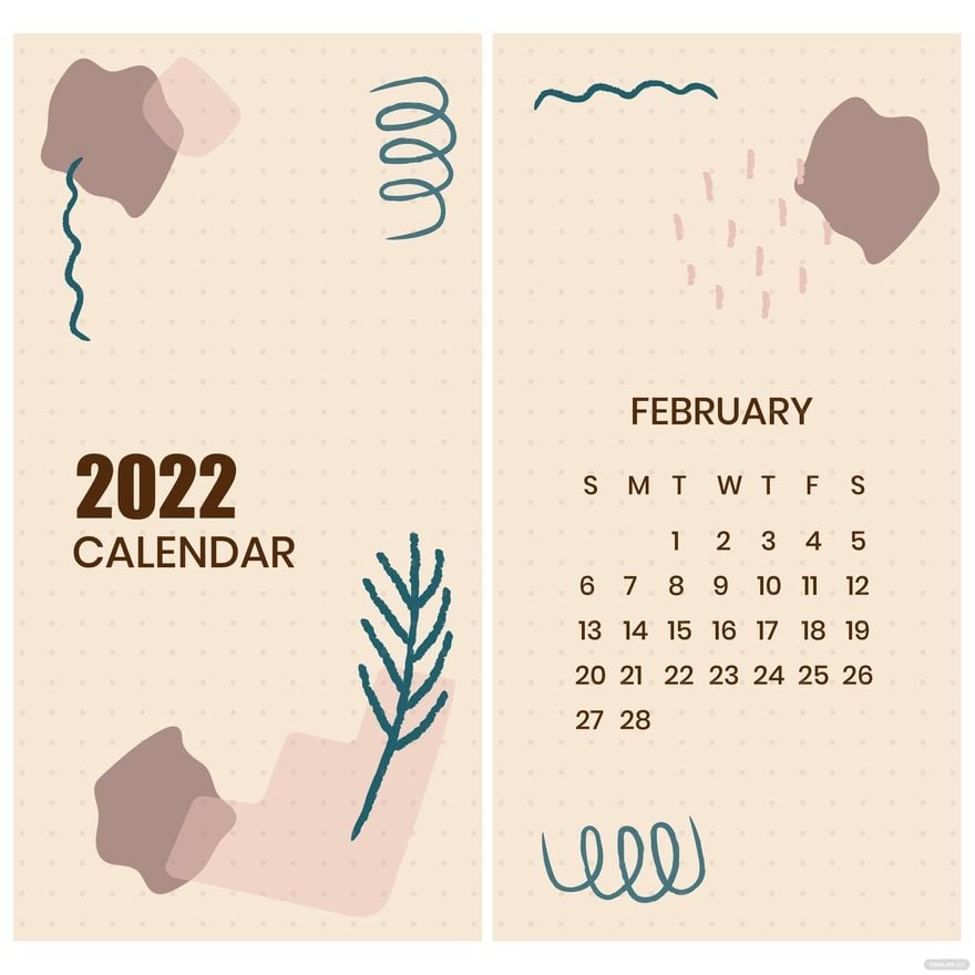 Free February 2022 Wall Calendar Vector