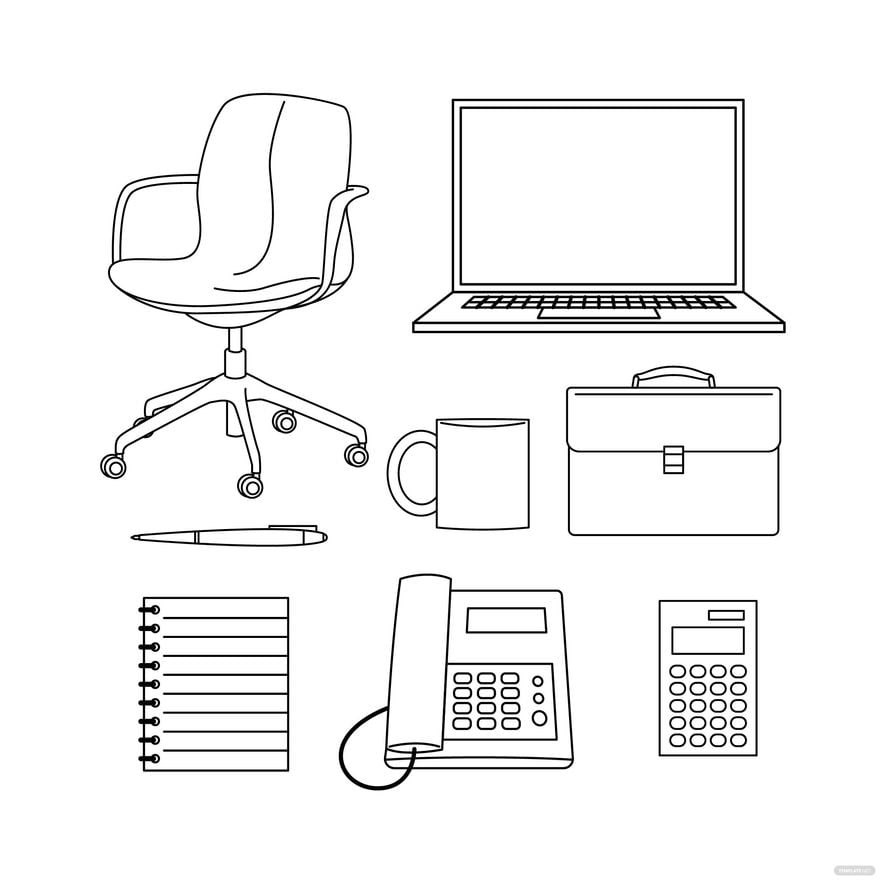 Office Doodle Vector in Illustrator, EPS, SVG, JPG, PNG