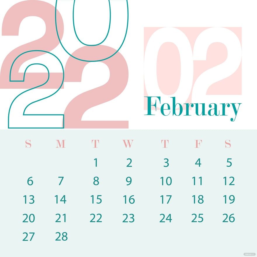 Free Modern February 2022 Vector in Illustrator, EPS, SVG, JPG, PNG