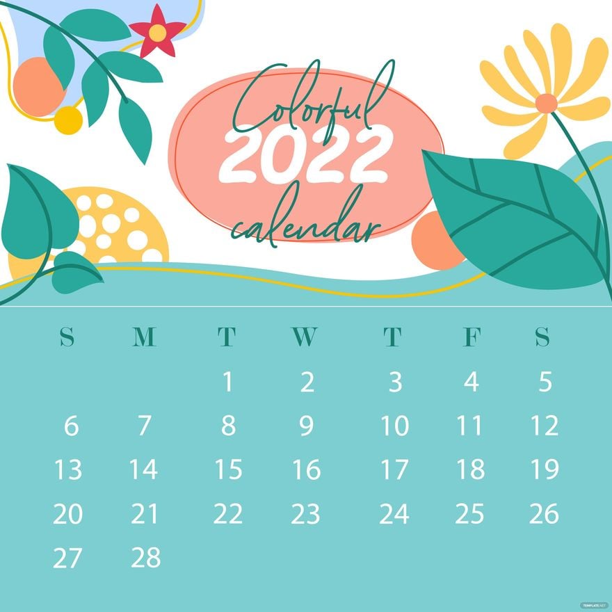 Free Colorful February 2022 Calendar Vector