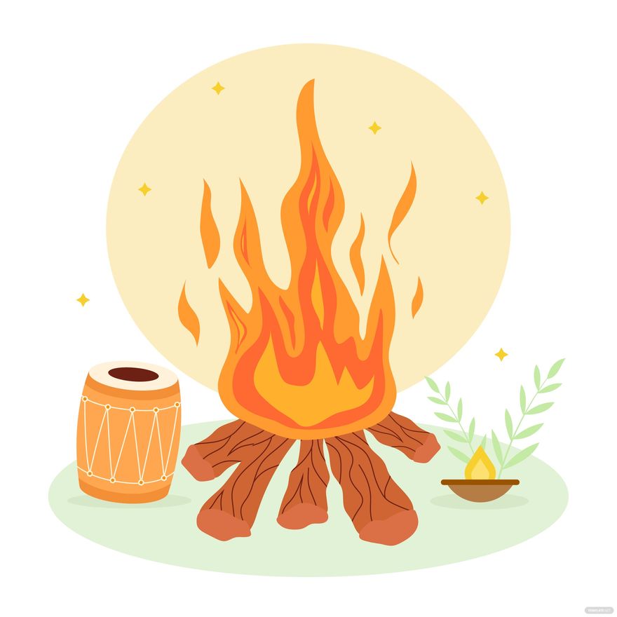 Lohri Bonfire Vector in Illustrator, EPS, SVG, JPG, PNG