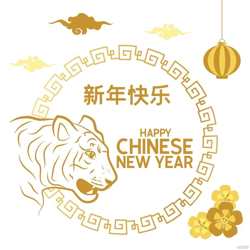 Gold Chinese New Year Vector in Illustrator, EPS, SVG, JPG, PNG