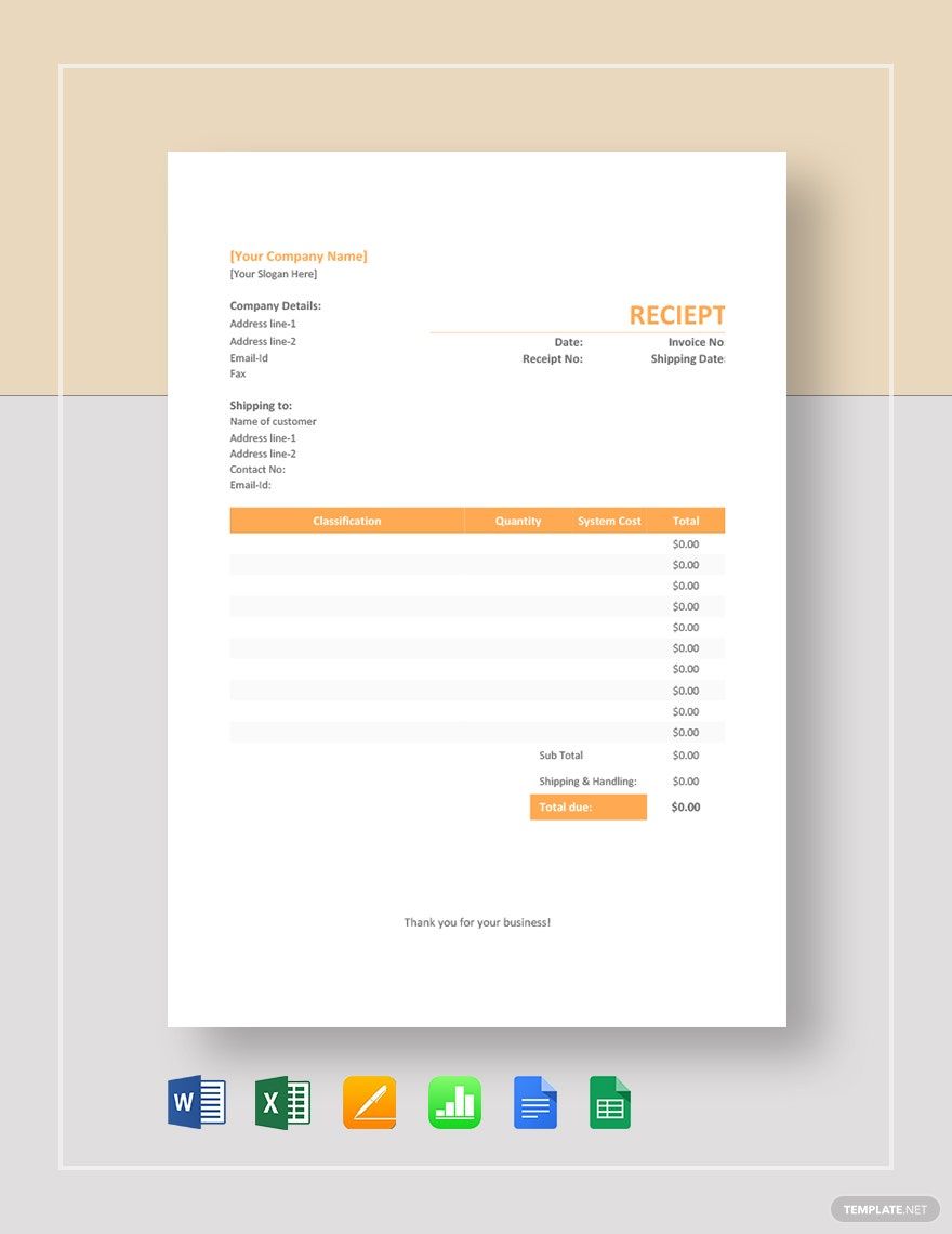 receipts in excel templates designs docs free downloads template net