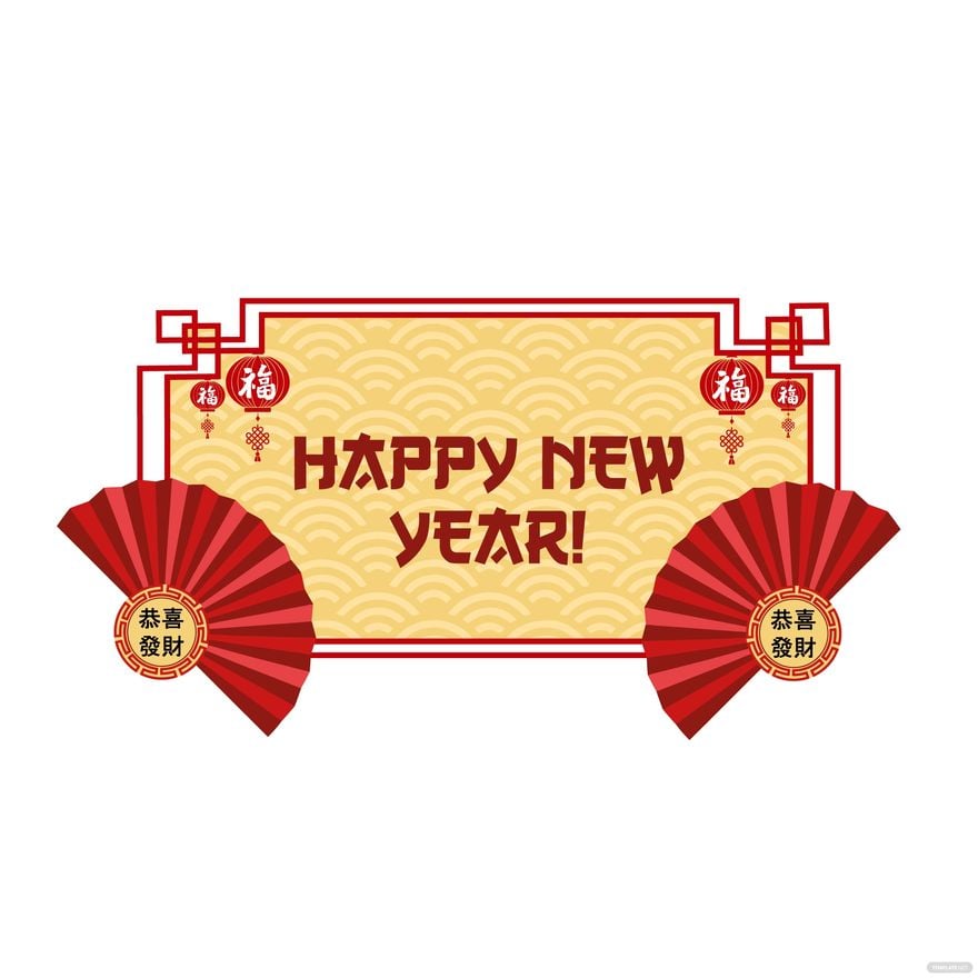 Chinese New Year Label Vector in Illustrator, EPS, SVG, JPG, PNG