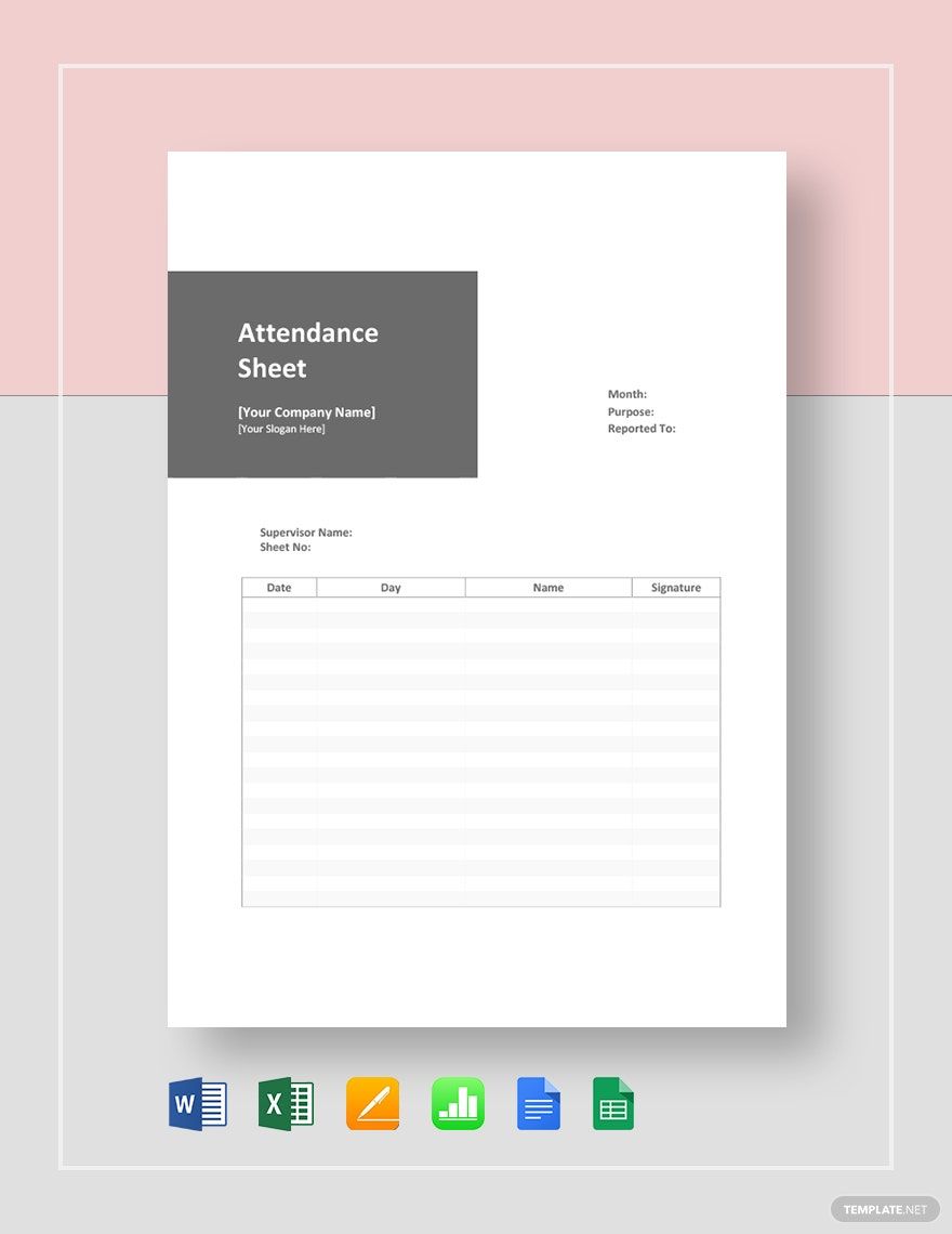 Attendance Sheet Template Download In Word Google Docs Excel PDF Google Sheets Apple 