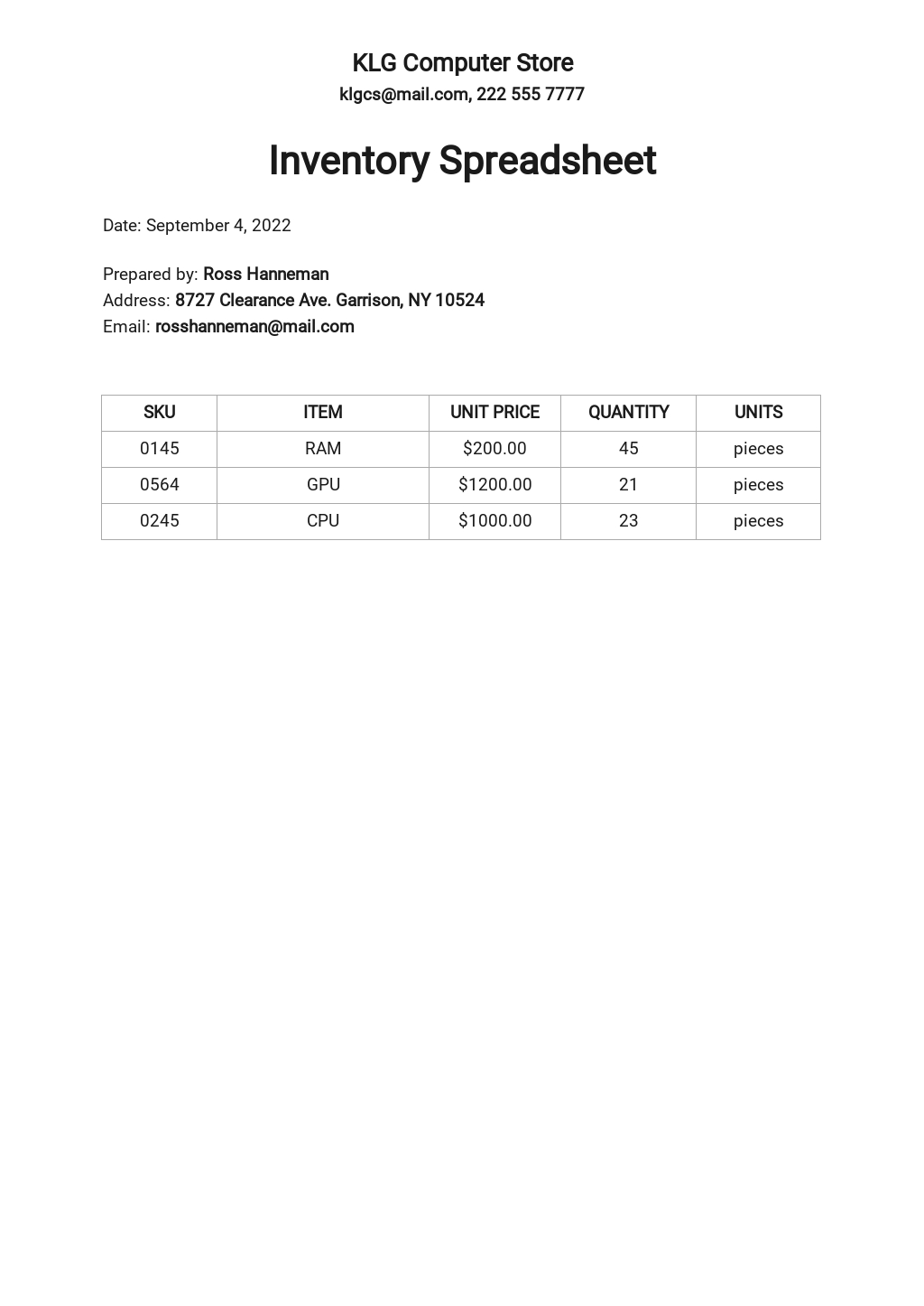 Inventory Templates In Google Docs Template Net