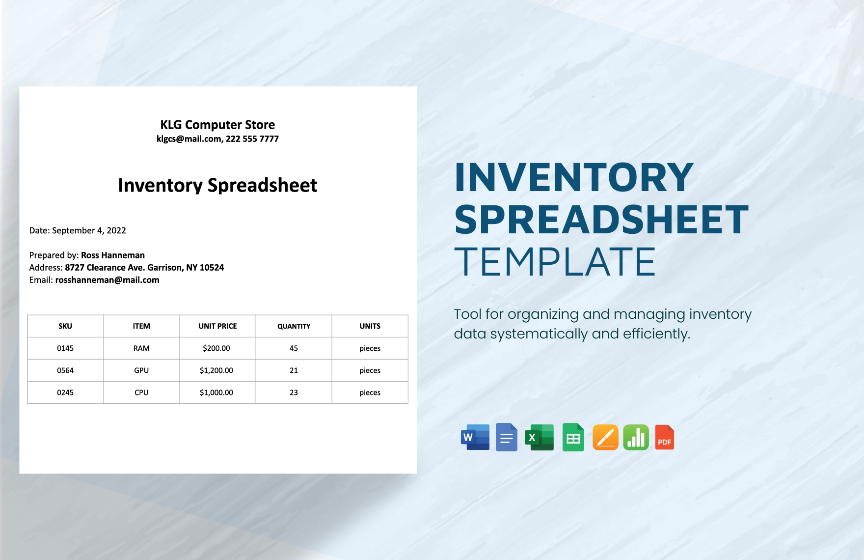 Inventory Spreadsheet Template