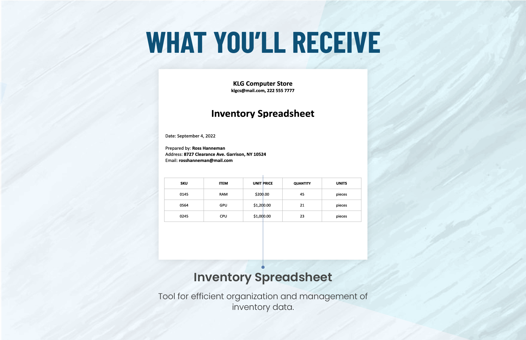 Inventory spreadsheet Instructions