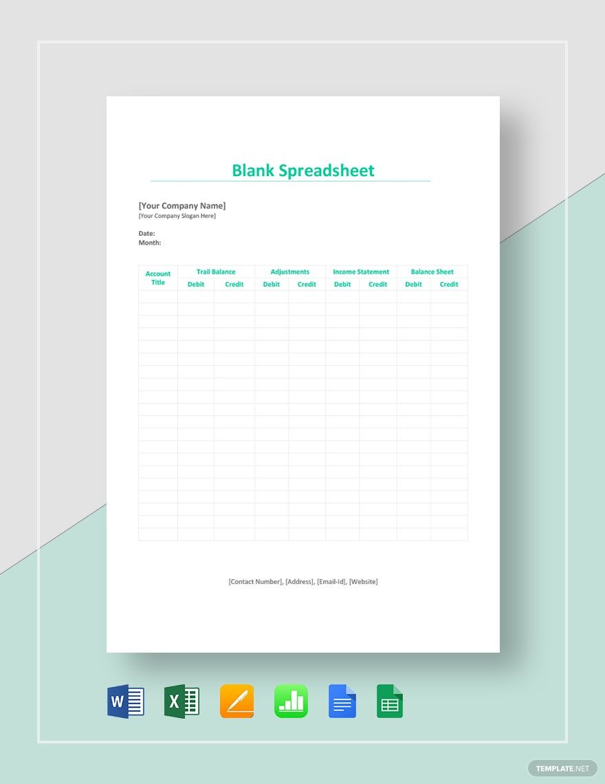 Blank Spreadsheet Template