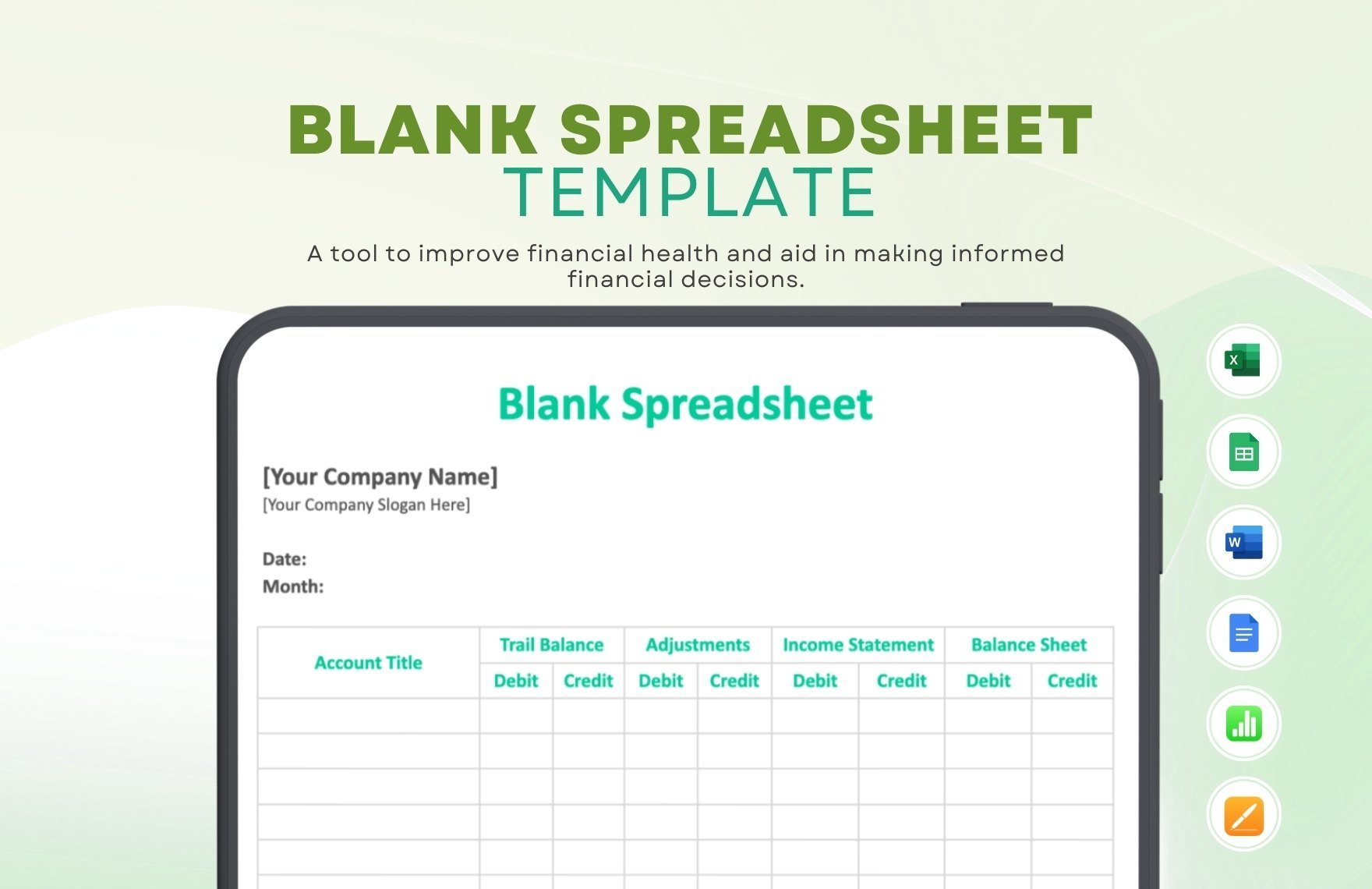 Free Blank Spreadsheet Template in Word, Google Docs, Excel, Google Sheets, Apple Pages, Apple Numbers