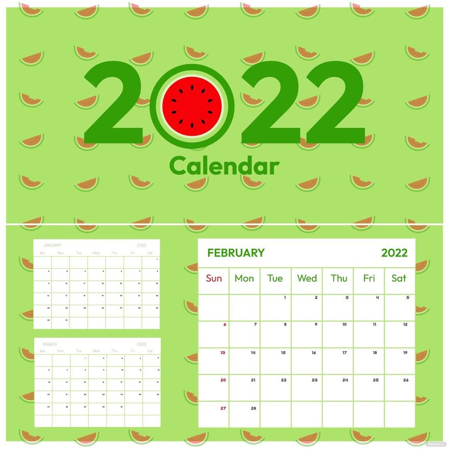 Free February 2022 Calendar Pattern Vector in Illustrator, EPS, SVG, JPG, PNG