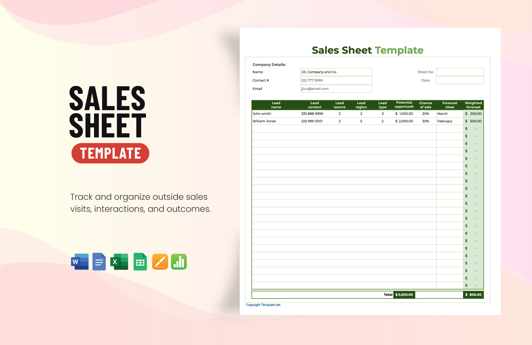 Sales Sheet Template in Google Docs, Apple Pages, Word, Excel, Google Sheets, Apple Numbers - Download | Template.net