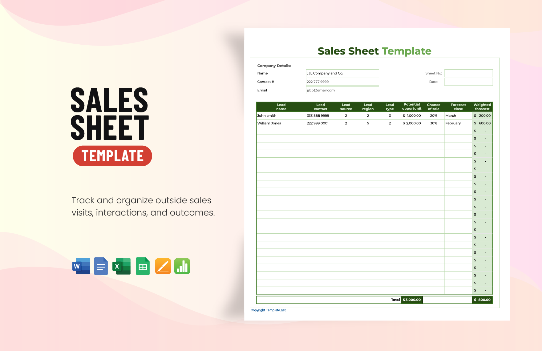 Editable Sales Sheet Templates In Word To Download Editable Sales Sheet Templates In Word To Download