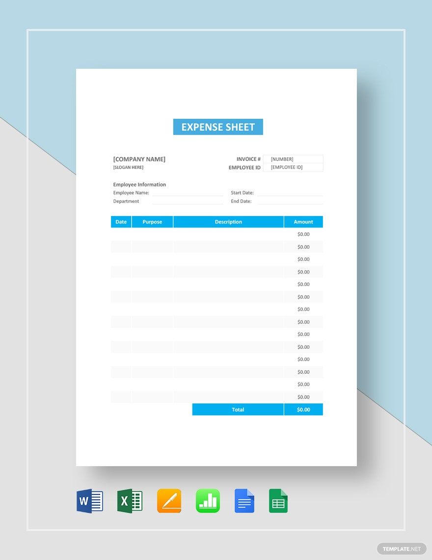 Expense Sheet Template in Google Docs, Apple Numbers, Excel, Word, Pages, Google Sheets - Download | Template.net