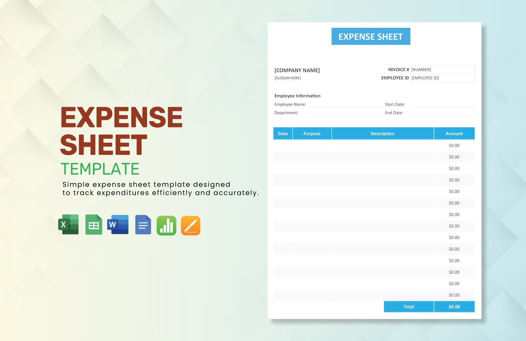 Expense Sheet Template in Word, Google Docs, Excel, Google Sheets, Apple Pages, Apple Numbers