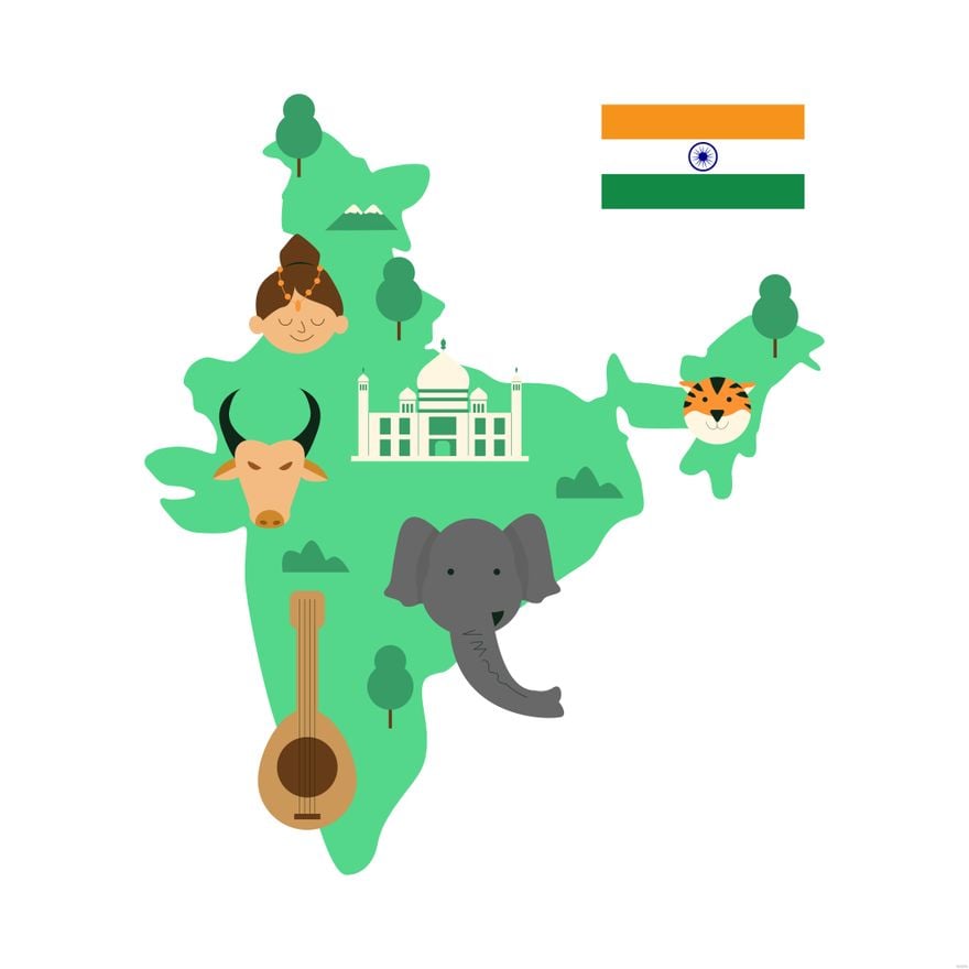Free India Map Illustration - EPS, Illustrator, JPG, PNG, SVG 